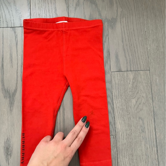 Burberry Kids 18M Girls Red Penny Logo Leggings Cozy Comfortable Cotton Skinny - Picture 3 of 6
